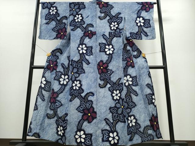 平和屋着物∴夏物 浴衣 有松鳴海絞り 花唐草文 綿 逸品 CABA0615ng