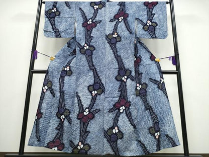 平和屋着物∴夏物 浴衣 有松鳴海絞り 杜若 綿 逸品 CABA0617ng
