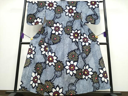 平和屋着物∴夏物 浴衣 有松鳴海絞り 枝菊文 綿 逸品 CABA0620ng