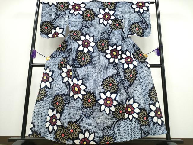 平和屋着物∴夏物 浴衣 有松鳴海絞り 枝菊文 綿 逸品 CABA0620ng