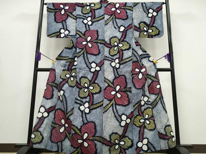 平和屋着物∴夏物 浴衣 有松鳴海絞り 吉祥花文 綿 逸品 CABA0621ng