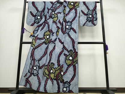 平和屋着物∴夏物 浴衣 有松鳴海絞り 鬘帯牡丹文 綿 逸品 CABA0623ng