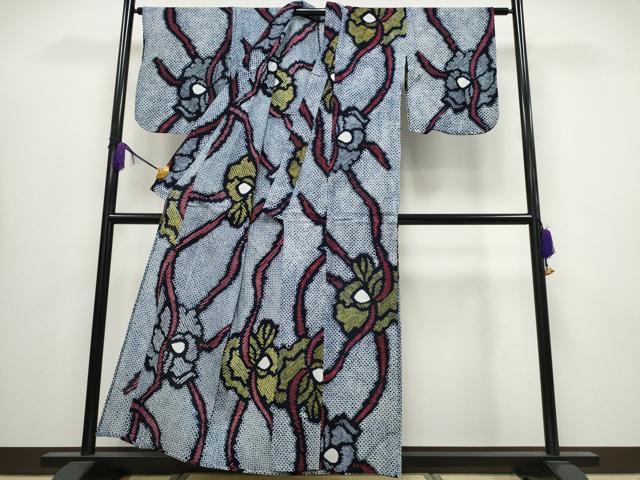 平和屋着物∴夏物 浴衣 有松鳴海絞り 鬘帯牡丹文 綿 逸品 CABA0623ng