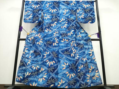 平和屋着物∴夏物 浴衣 有松鳴海絞り 笹竹文 綿 逸品 CABA0625ng