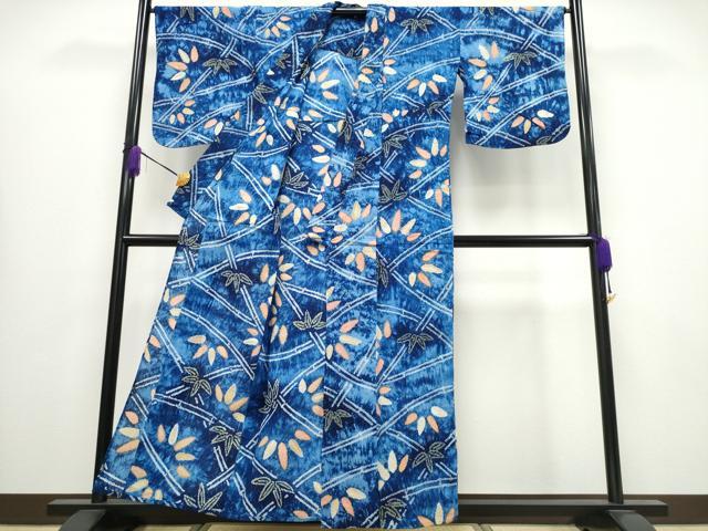 平和屋着物∴夏物 浴衣 有松鳴海絞り 笹竹文 綿 逸品 CABA0625ng