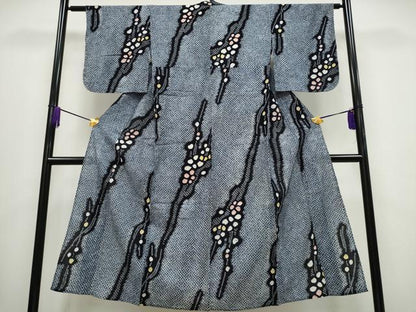 平和屋着物∴夏物 浴衣 有松鳴海絞り 枝花文 綿 逸品 CABA0627ng