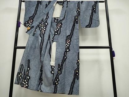 平和屋着物∴夏物 浴衣 有松鳴海絞り 枝花文 綿 逸品 CABA0627ng
