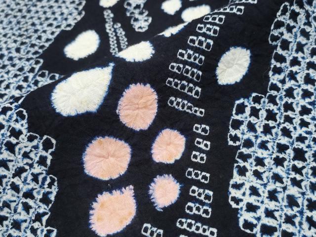 平和屋着物∴夏物 浴衣 有松鳴海絞り 枝花文 綿 逸品 CABA0627ng