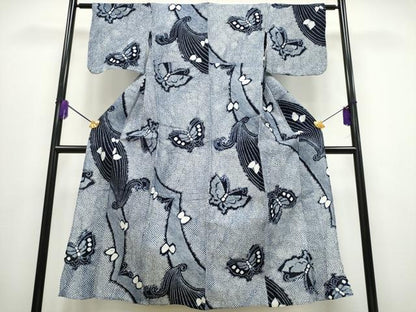 平和屋着物∴夏物 浴衣 有松鳴海絞り 舞蝶文 綿 逸品 CABA0628ng