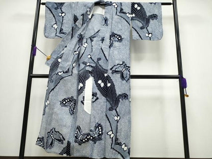 平和屋着物∴夏物 浴衣 有松鳴海絞り 舞蝶文 綿 逸品 CABA0628ng