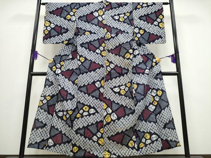 平和屋着物∴夏物 浴衣 有松鳴海絞り 切嵌文 綿 逸品 CABA0629ng