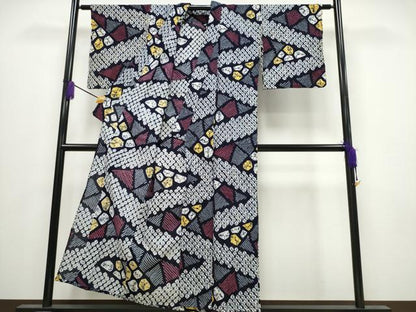 平和屋着物∴夏物 浴衣 有松鳴海絞り 切嵌文 綿 逸品 CABA0629ng