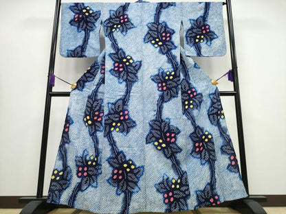 平和屋着物∴夏物 浴衣 有松鳴海絞り 枝葉花文 綿 逸品 CABA0630ng