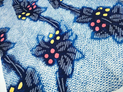 平和屋着物∴夏物 浴衣 有松鳴海絞り 枝葉花文 綿 逸品 CABA0630ng