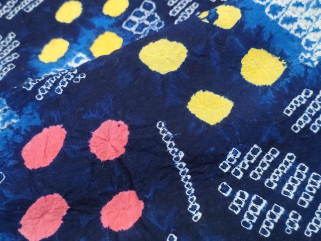 平和屋着物∴夏物 浴衣 有松鳴海絞り 枝葉花文 綿 逸品 CABA0630ng