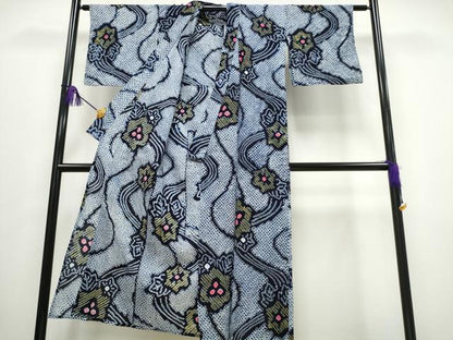 平和屋着物∴夏物 浴衣 有松鳴海絞り 流水花文 綿 逸品 CABA0631ng