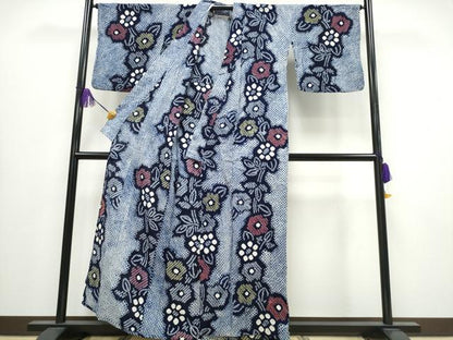 平和屋着物∴夏物 浴衣 有松鳴海絞り 枝花文 綿 逸品 CABA0634ng