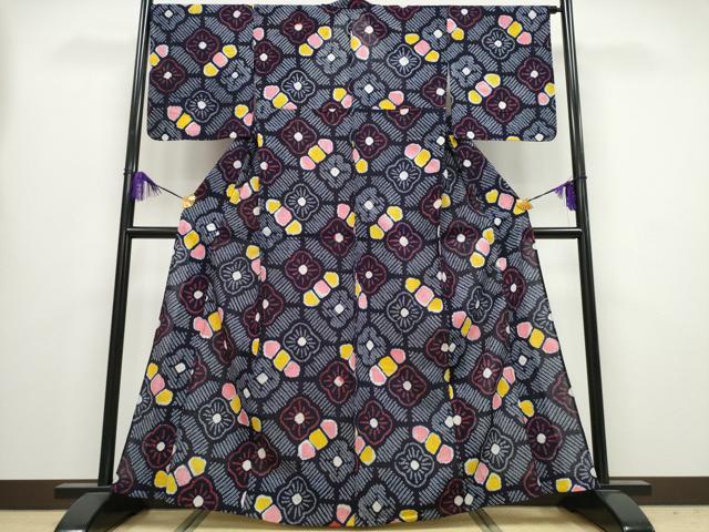 平和屋着物∴夏物 浴衣 有松鳴海絞り 天井花文 綿 逸品 未使用 CABA0636ng