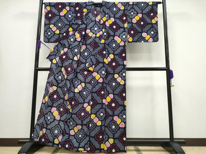 平和屋着物∴夏物 浴衣 有松鳴海絞り 天井花文 綿 逸品 未使用 CABA0636ng