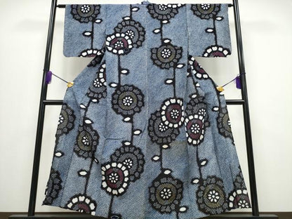 平和屋着物∴夏物 浴衣 有松鳴海絞り 枝花文 綿 逸品 CABA0639ng