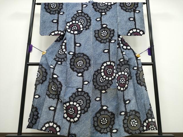 平和屋着物∴夏物 浴衣 有松鳴海絞り 枝花文 綿 逸品 CABA0639ng
