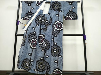 平和屋着物∴夏物 浴衣 有松鳴海絞り 枝花文 綿 逸品 CABA0639ng