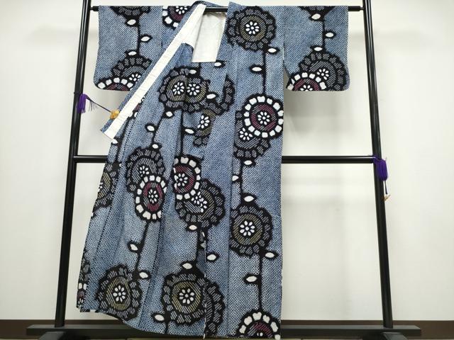 平和屋着物∴夏物 浴衣 有松鳴海絞り 枝花文 綿 逸品 CABA0639ng