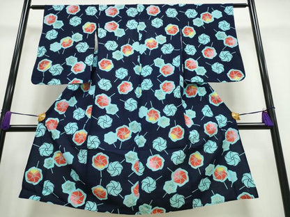 平和屋着物∴夏物 浴衣 子供 女の子 風車 綿 逸品 CABA0643ng