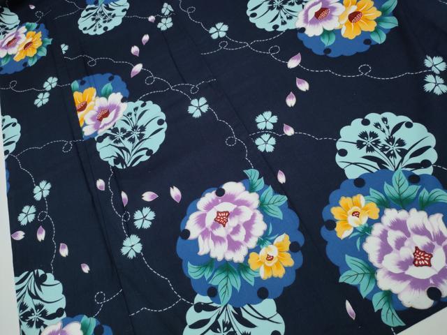 平和屋着物∴夏物 浴衣 雪輪花文 金彩 綿 逸品 CABA0645ng
