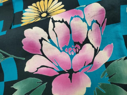 平和屋着物∴夏物 浴衣 市松牡丹菊文 綿 逸品 CABA0646ng