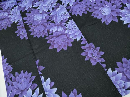 平和屋着物∴夏物 浴衣 綿紅梅 菊文 ラメ糸 黒地 綿 逸品 CABA0651ng