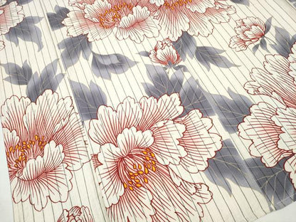 平和屋着物∴夏物 浴衣 牡丹 間道 綿麻 逸品 CABA0652ng