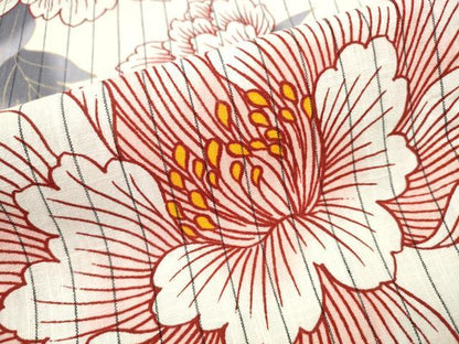 平和屋着物∴夏物 浴衣 牡丹 間道 綿麻 逸品 CABA0652ng