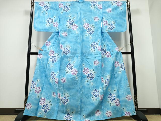 平和屋着物∴夏物 浴衣 綿紅梅 舞花文 ラメ糸 綿 逸品 CABA0655ng