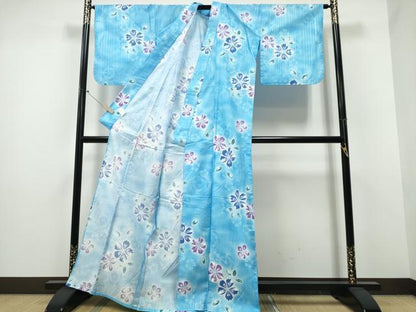 平和屋着物∴夏物 浴衣 綿紅梅 舞花文 ラメ糸 綿 逸品 CABA0655ng
