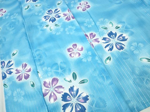 平和屋着物∴夏物 浴衣 綿紅梅 舞花文 ラメ糸 綿 逸品 CABA0655ng