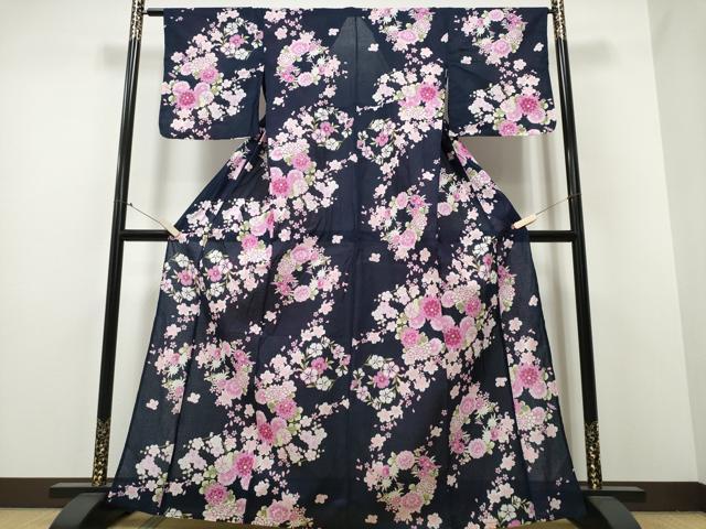 平和屋着物∴夏物 浴衣 綿紅梅 花丸文 綿 逸品 CABA0656ng