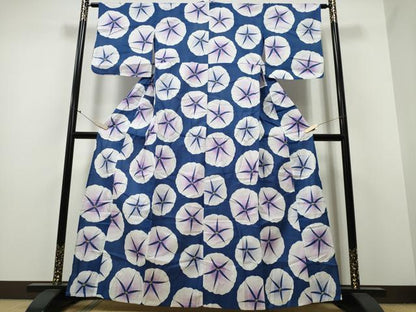 平和屋着物∴夏物 浴衣 朝顔 綿 逸品 CABA0657ng