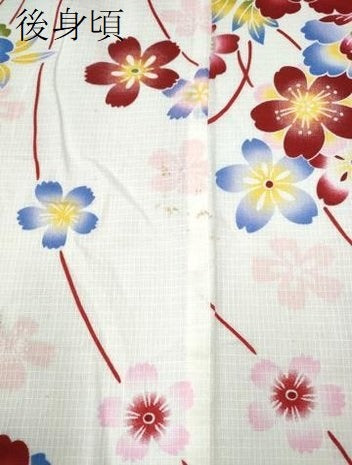 平和屋着物∴夏物 浴衣 綿紅梅 牡丹花文 綿 逸品 CABA0658ng