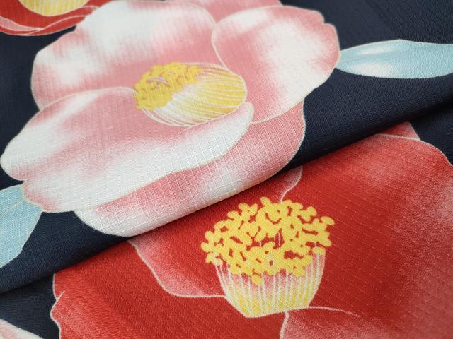 平和屋着物∴夏物 浴衣 紅梅 椿 洗える着物 CABA0661ng