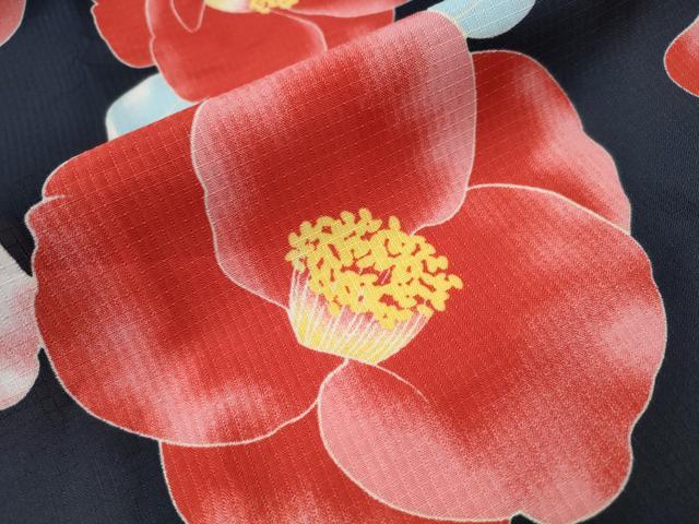平和屋着物∴夏物 浴衣 紅梅 椿 洗える着物 CABA0661ng