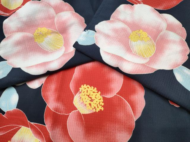 平和屋着物∴夏物 浴衣 紅梅 椿 洗える着物 CABA0661ng