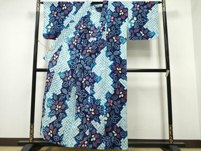 平和屋着物∴夏物 浴衣 有松鳴海絞り 枝花文 綿 逸品 CABA0663ng
