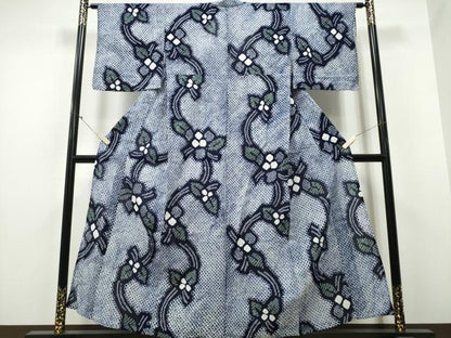 平和屋着物∴夏物 浴衣 有松鳴海絞り 枝花文 綿 逸品 CABA0667ng