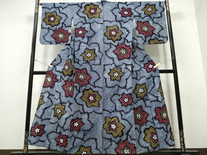 平和屋着物∴夏物 浴衣 有松鳴海絞り 舞花文 綿 逸品 CABA0669ng
