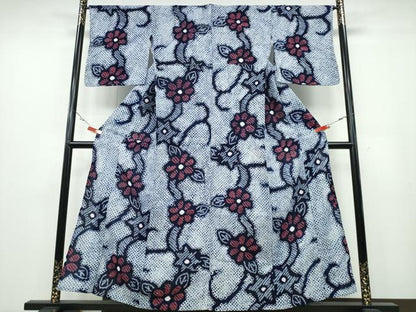 平和屋着物∴夏物 浴衣 有松鳴海絞り 花唐草文 綿 逸品 CABA0672ng