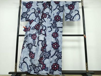 平和屋着物∴夏物 浴衣 有松鳴海絞り 花唐草文 綿 逸品 CABA0672ng