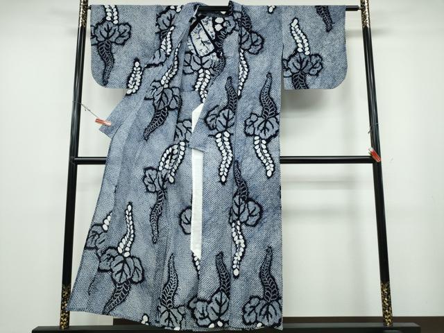 平和屋着物∴夏物 浴衣 有松鳴海絞り 桐花文 綿 逸品 CABA0674ng