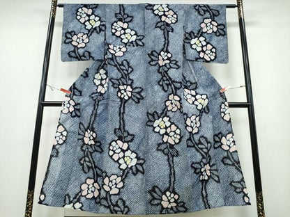 平和屋着物∴夏物 浴衣 有松鳴海絞り 枝牡丹 綿 逸品 CABA0675ng
