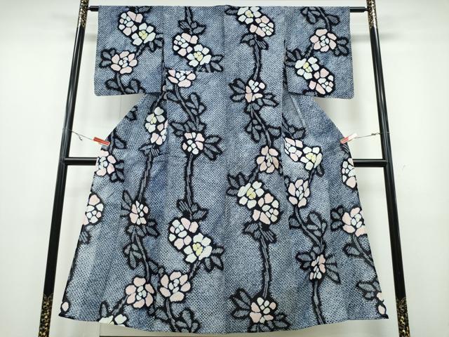 平和屋着物∴夏物 浴衣 有松鳴海絞り 枝牡丹 綿 逸品 CABA0675ng